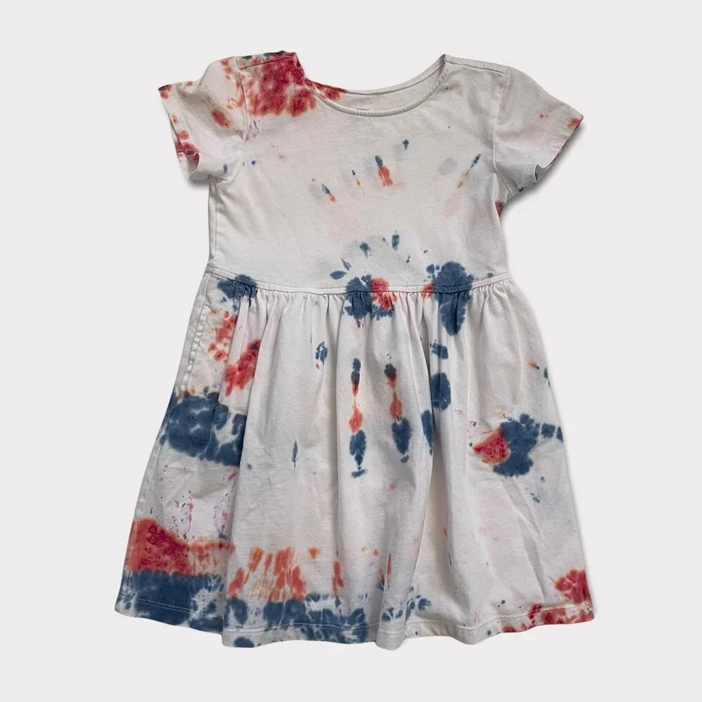 Girl's Tie Dye Dress Short Sleeve Size 4-5 with Pockets